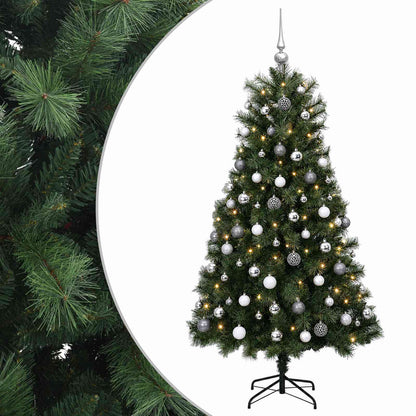 Artificial Hinged Christmas Tree with Baubles 150 cm 150 LEDs