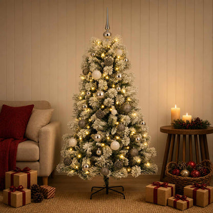Artificial Hinged Christmas Tree with Baubles 150 cm 150 LEDs