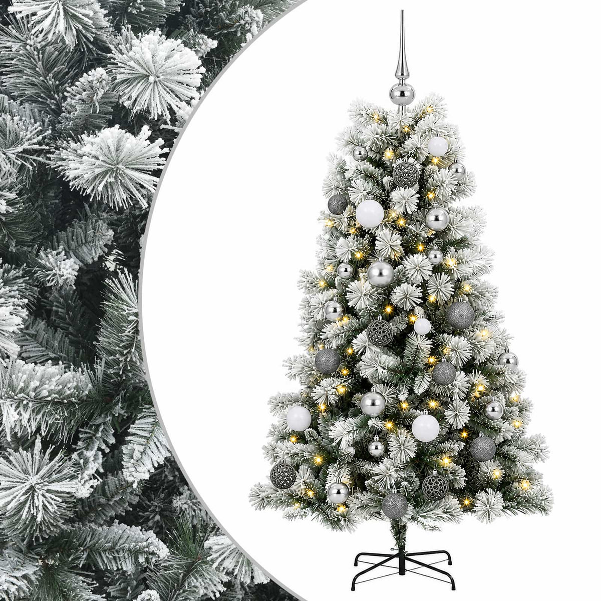 Artificial Hinged Christmas Tree with Baubles 150 cm 150 LEDs