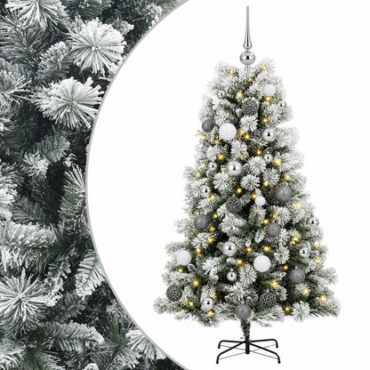 Artificial Hinged Christmas Tree with Baubles 150 cm 150 LEDs