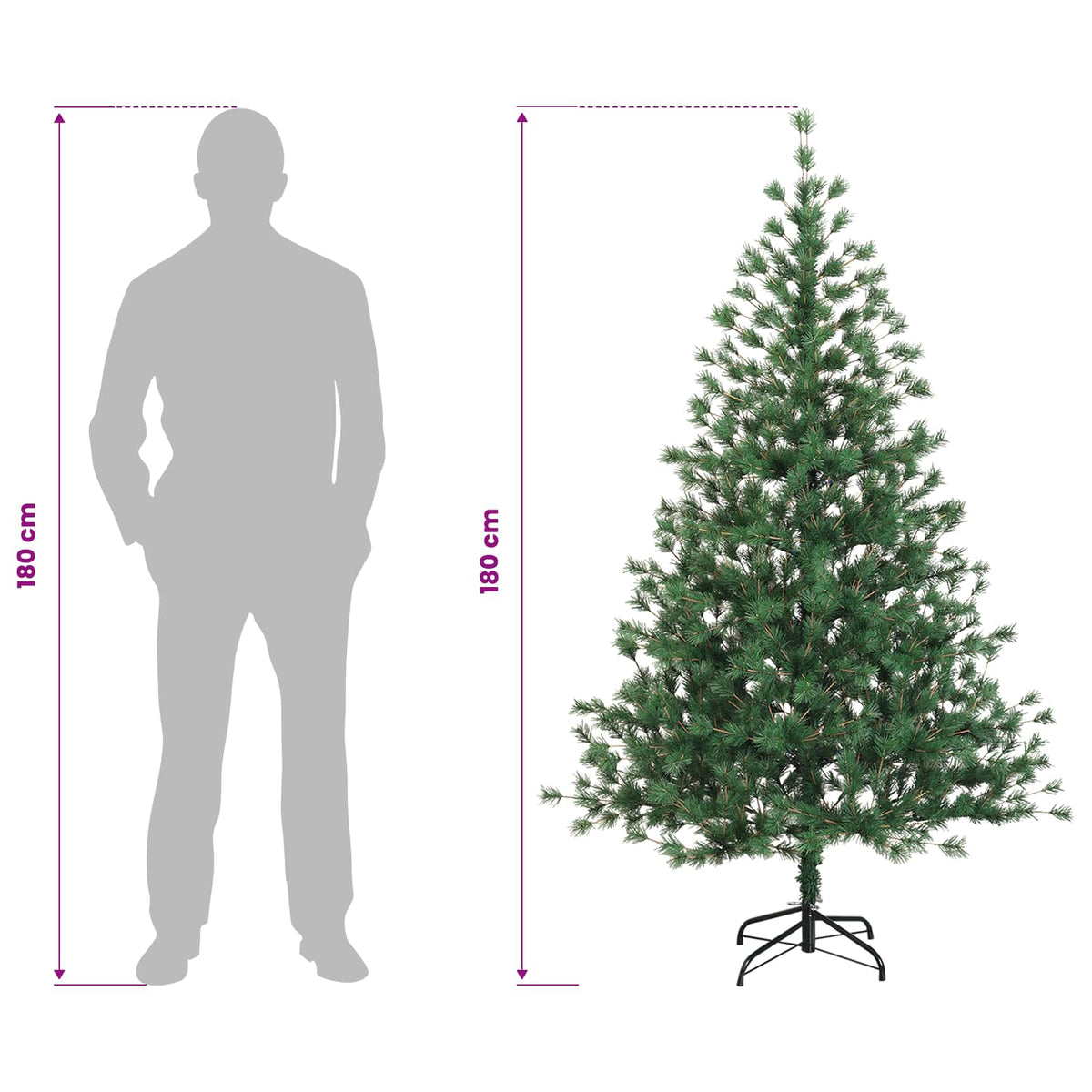 Artificial Hinged Christmas Tree 180 cm 300 LEDs Warm White