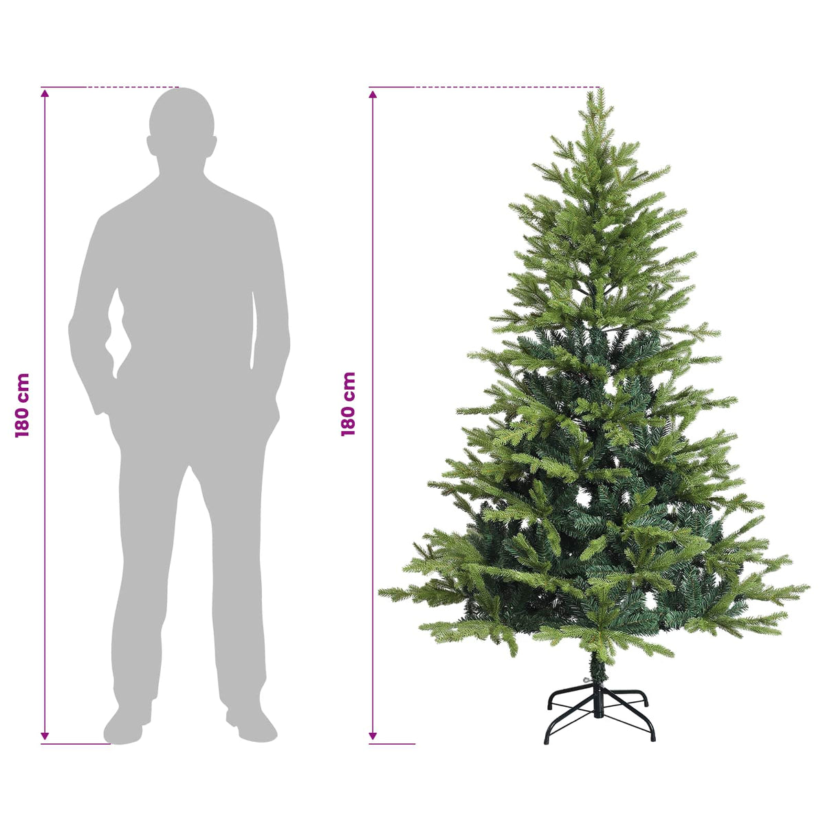 Artificial Hinged Christmas Tree 180 cm 300 LEDs Warm White