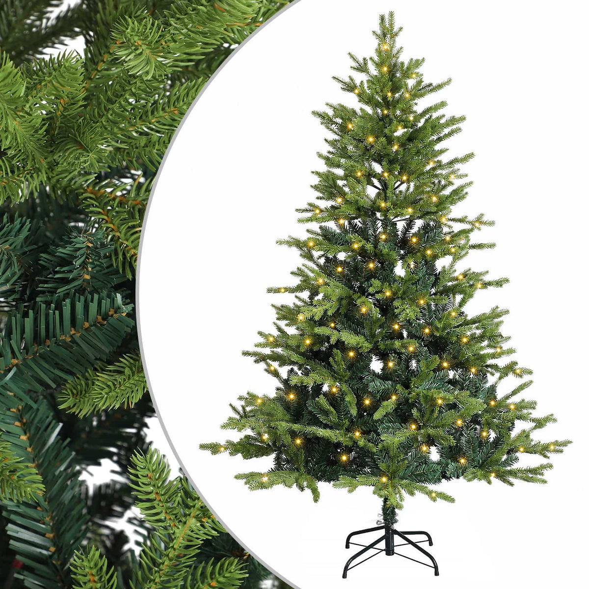 Artificial Hinged Christmas Tree 210 cm 300 LEDs Warm White