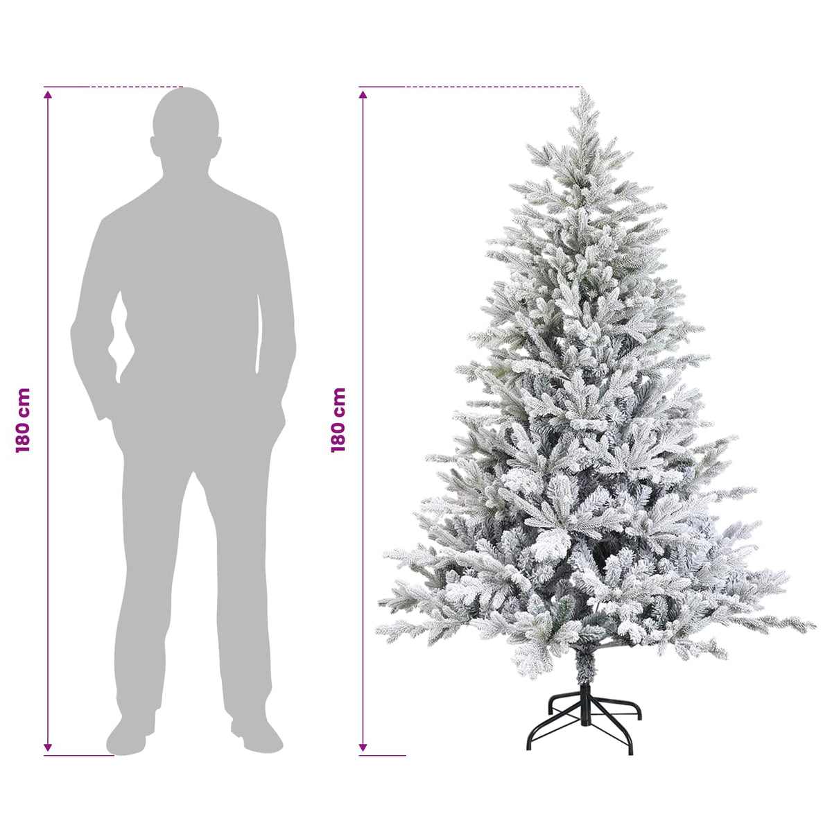 Artificial Hinged Christmas Tree 180 cm 300 LEDs Warm White