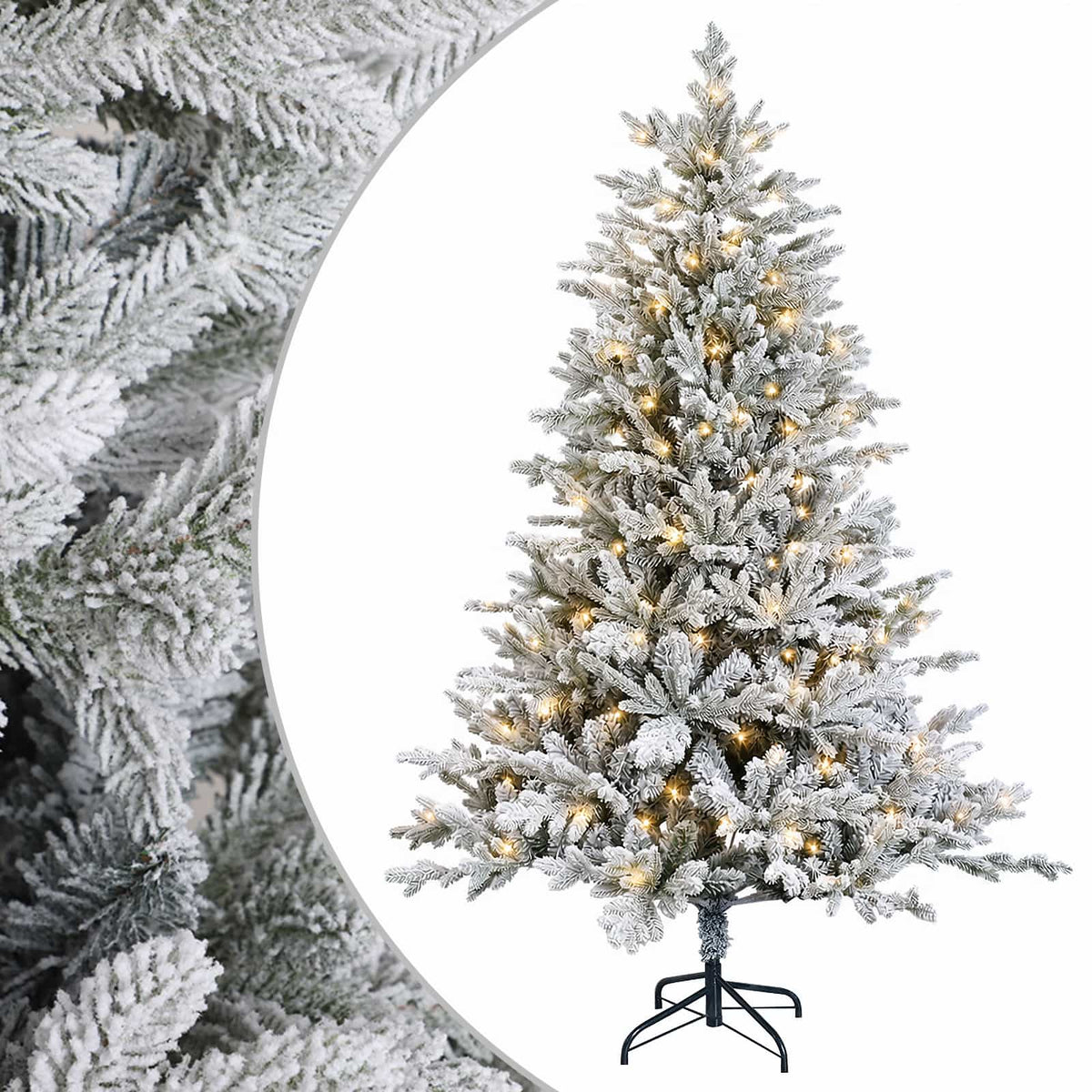 Artificial Hinged Christmas Tree 210 cm 300 LEDs Warm White