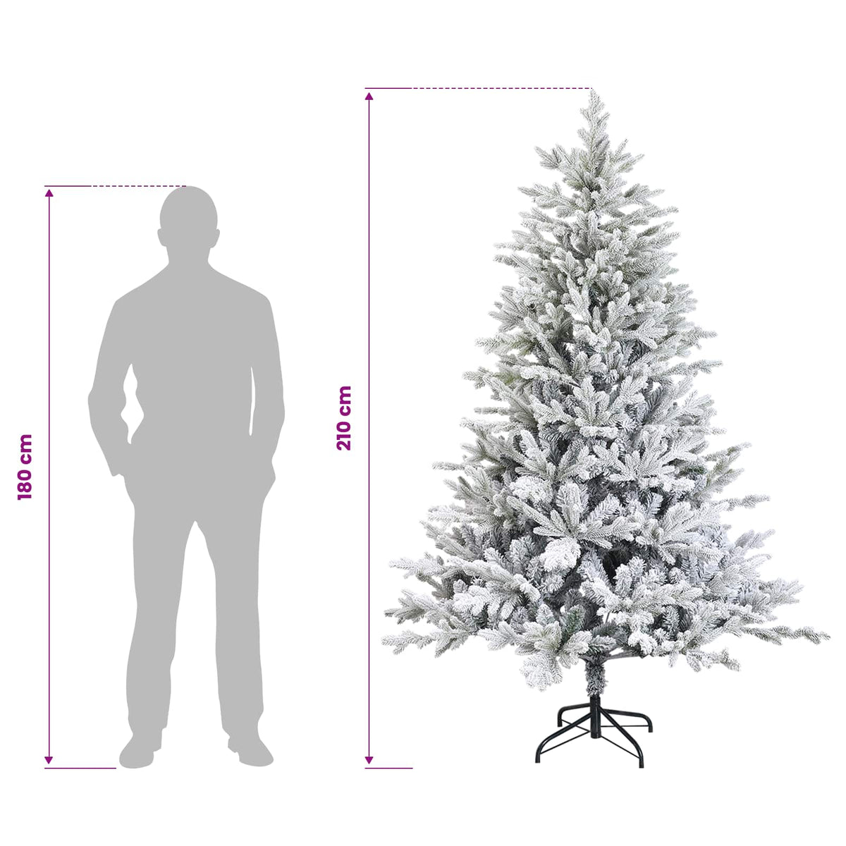Artificial Hinged Christmas Tree 210 cm 300 LEDs Warm White