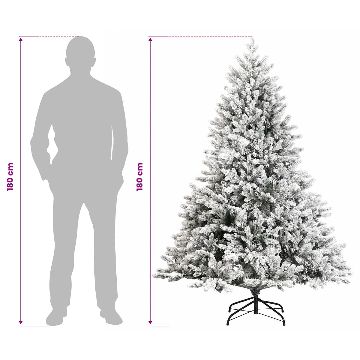 Artificial Hinged Christmas Tree 180 cm 300 LEDs Warm White