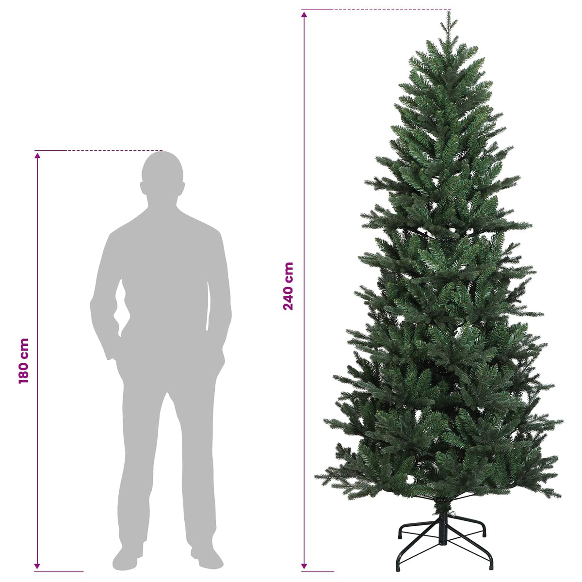 Artificial Hinged Christmas Tree 240 cm 300 LEDs Warm White