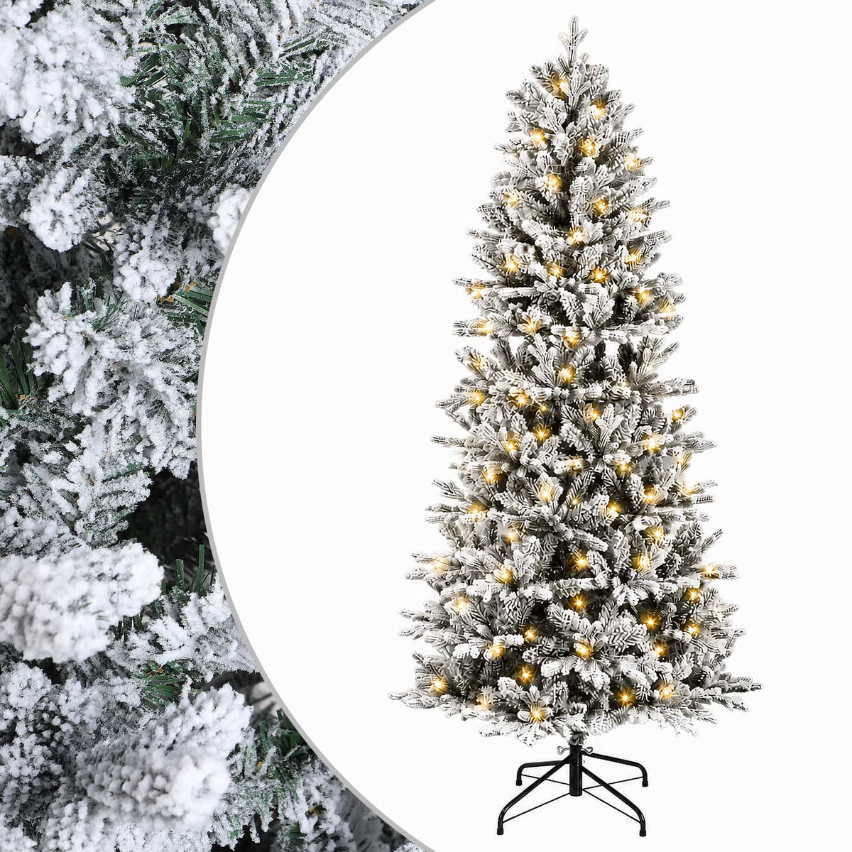 Artificial Hinged Christmas Tree 180 cm 300 LEDs Warm White