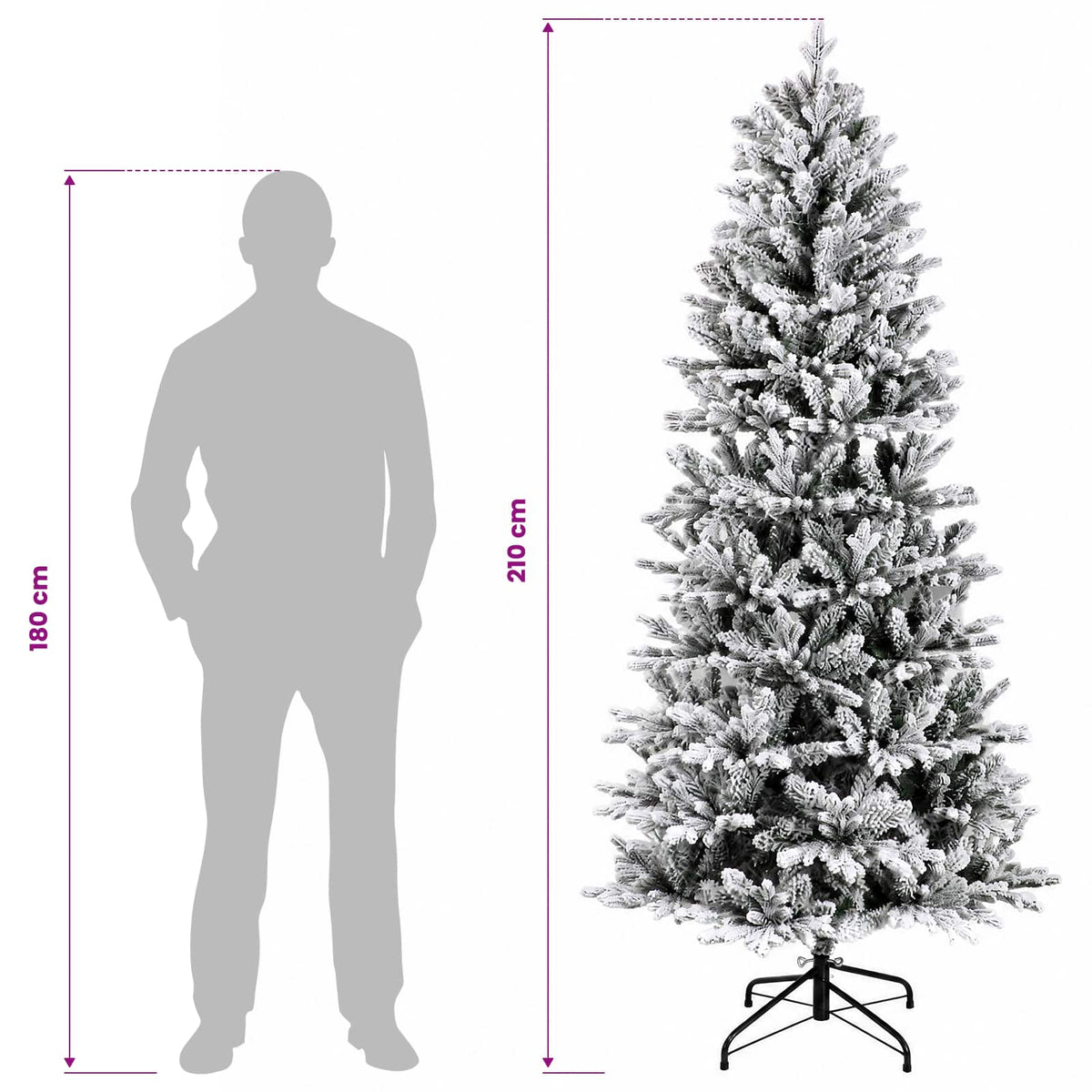 Artificial Hinged Christmas Tree 210 cm 300 LEDs Warm White
