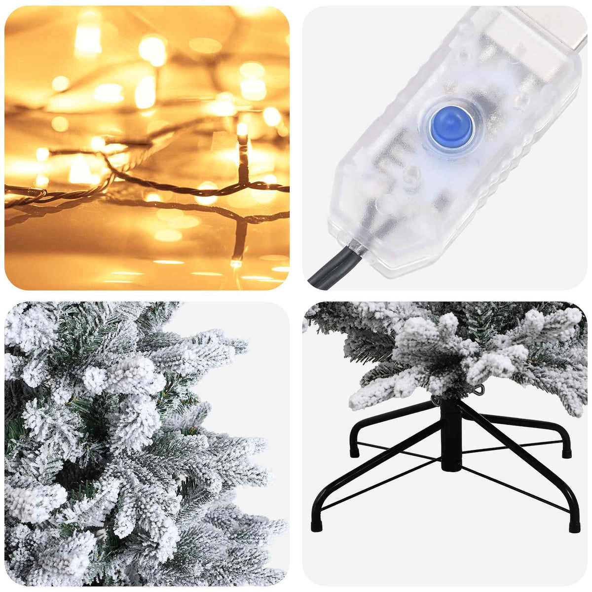 Artificial Hinged Christmas Tree 240 cm 300 LEDs Warm White