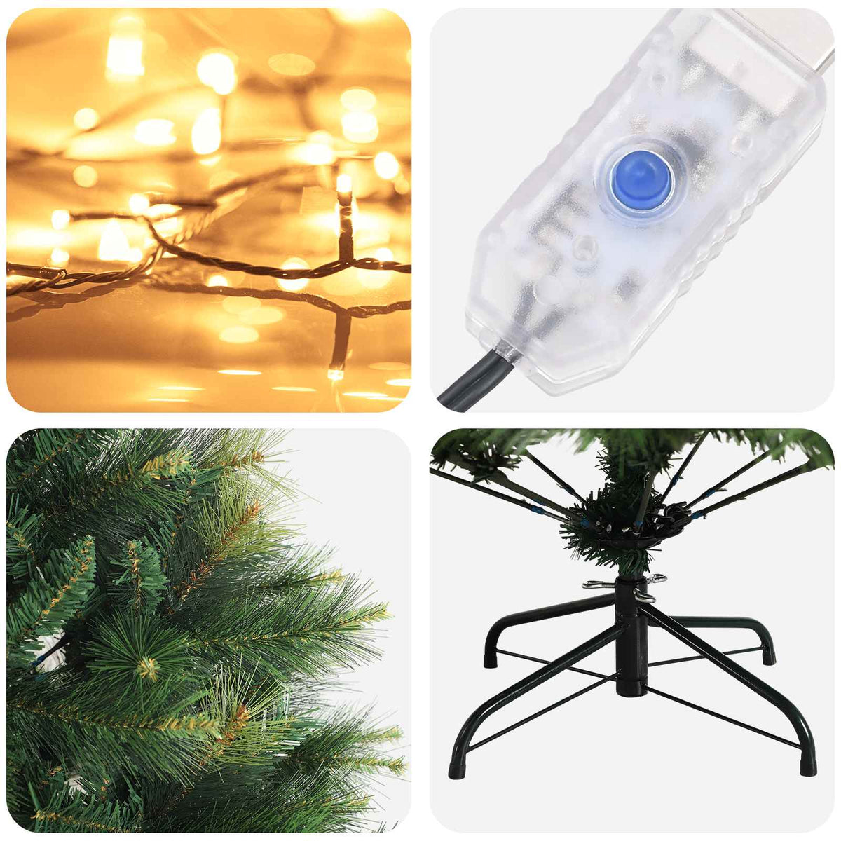 Artificial Hinged Christmas Tree 240 cm 300 LEDs Warm White
