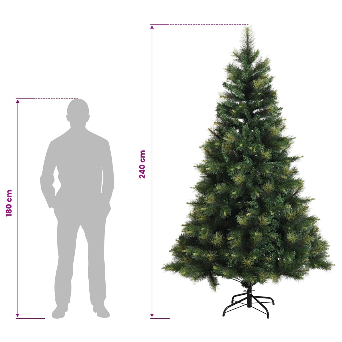 Artificial Hinged Christmas Tree 240 cm 300 LEDs Warm White