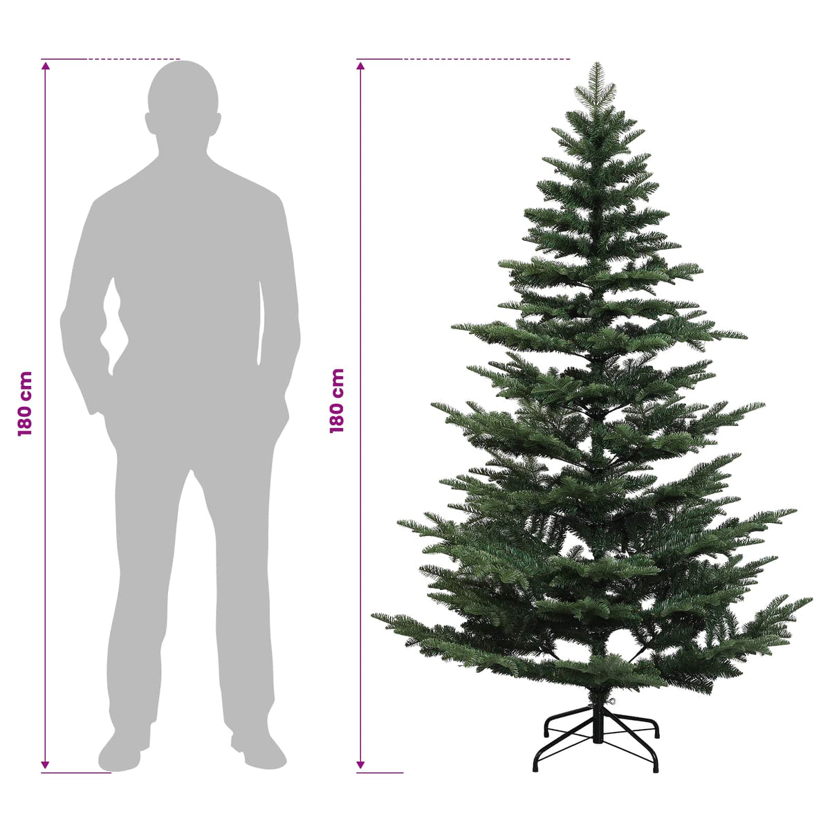 Artificial Hinged Christmas Tree 180 cm 300 LEDs Warm White