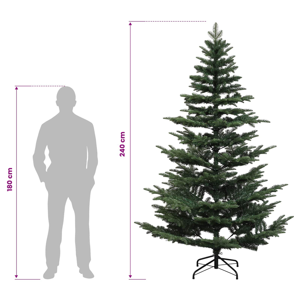 Artificial Hinged Christmas Tree 240 cm 300 LEDs Warm White