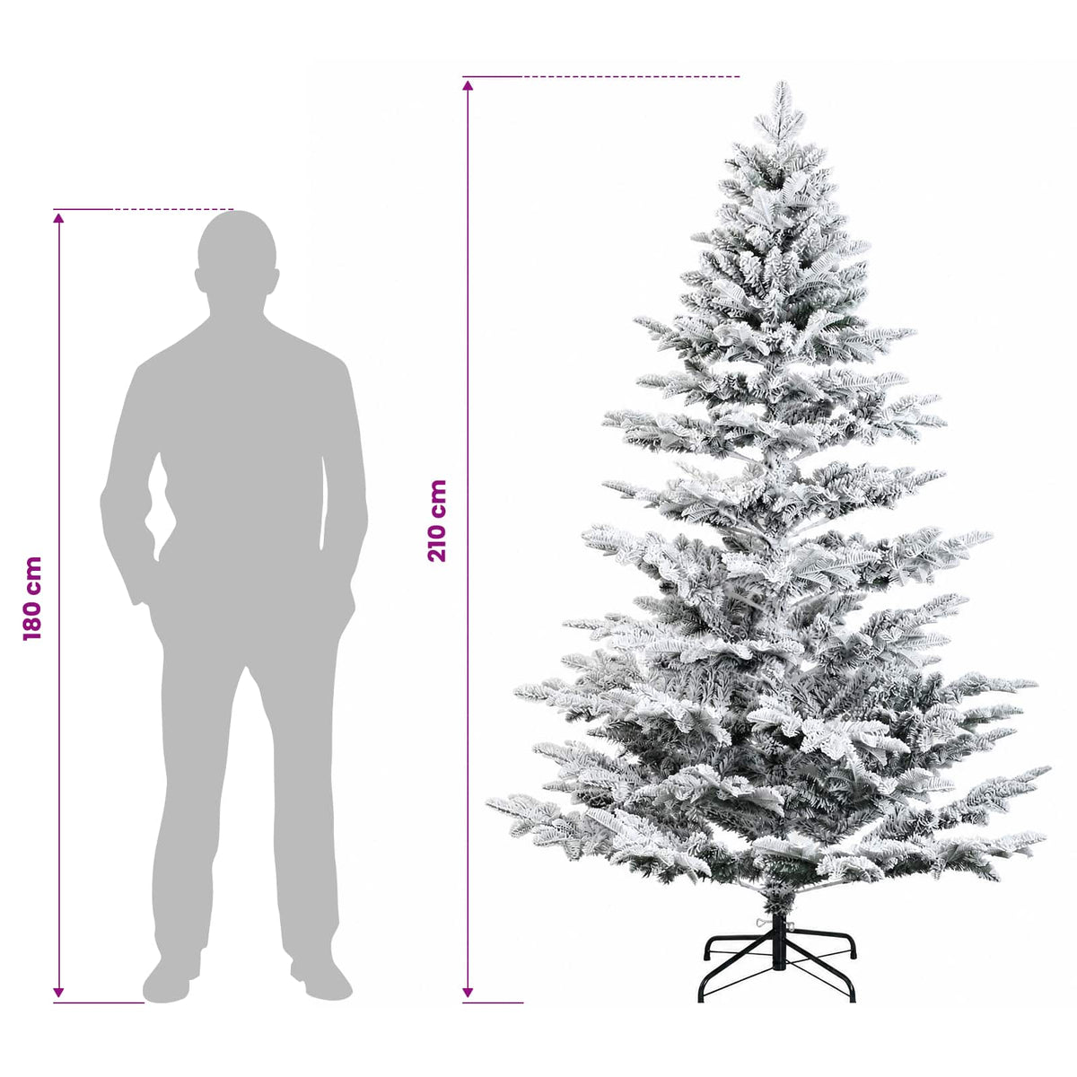 Artificial Hinged Christmas Tree 210 cm 300 LEDs Warm White
