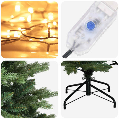 Artificial Hinged Christmas Tree 180 cm 300 LEDs Warm White