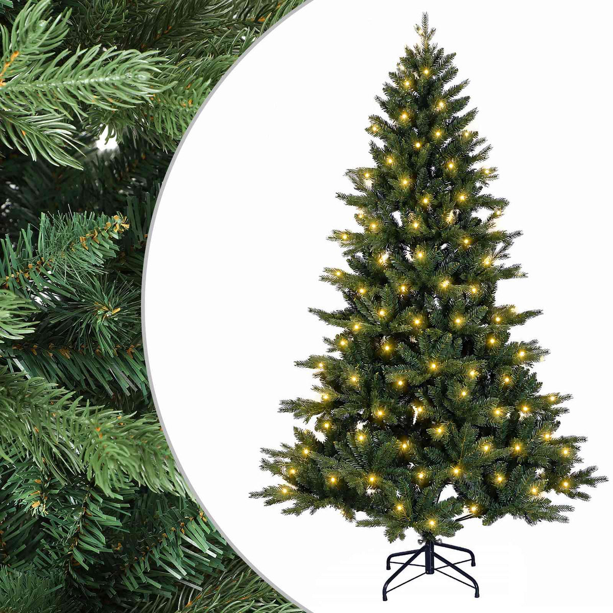 Artificial Hinged Christmas Tree 210 cm 300 LEDs Warm White