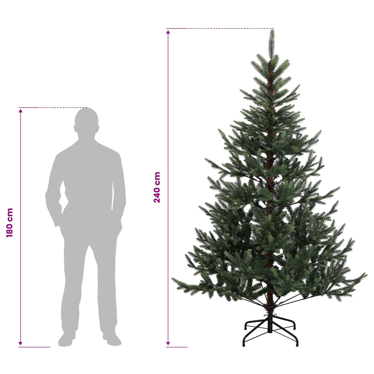 Artificial Hinged Christmas Tree 240 cm 300 LEDs Warm White