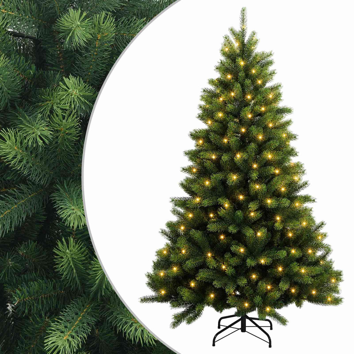 Artificial Hinged Christmas Tree 180 cm 300 LEDs Warm White