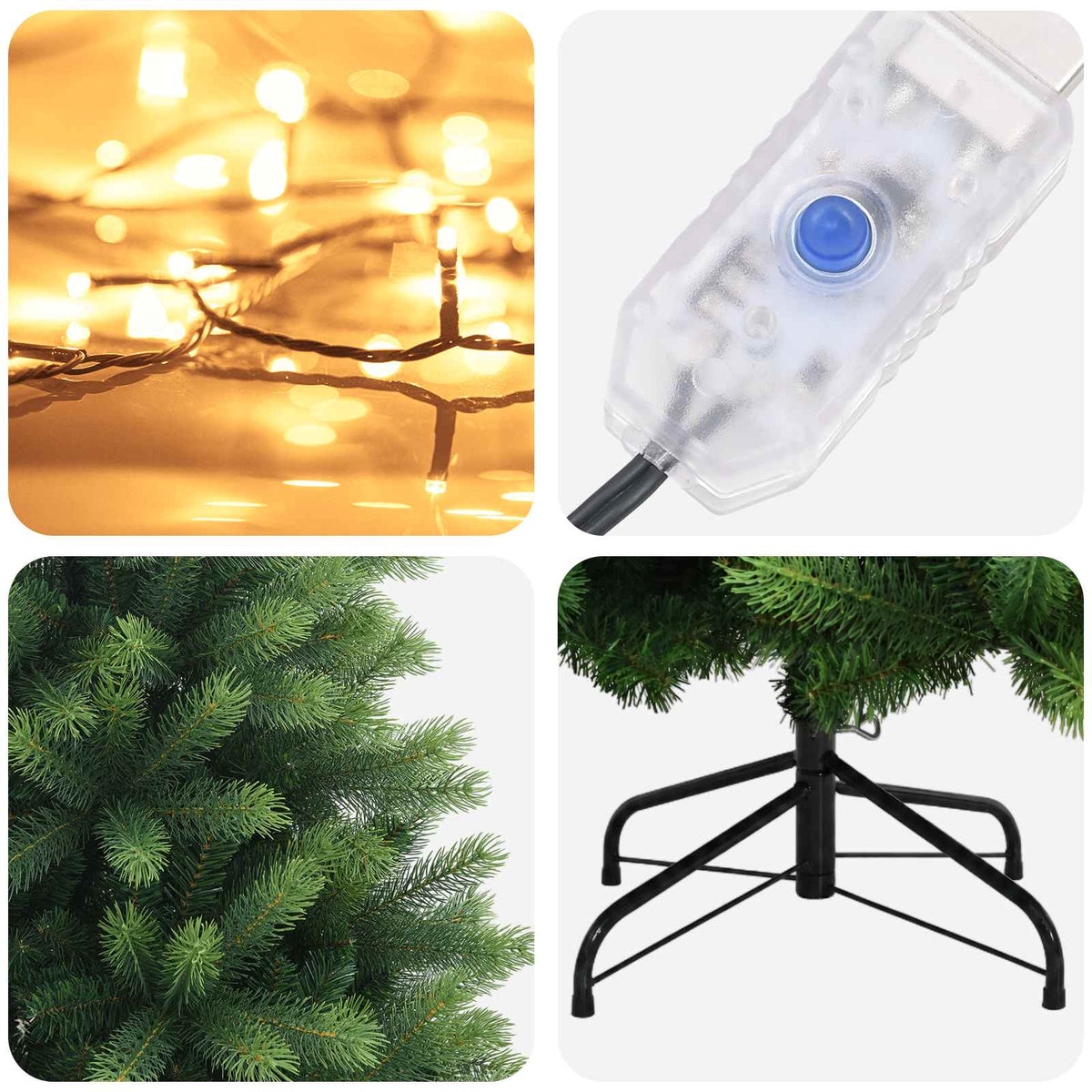 Artificial Hinged Christmas Tree 240 cm 300 LEDs Warm White
