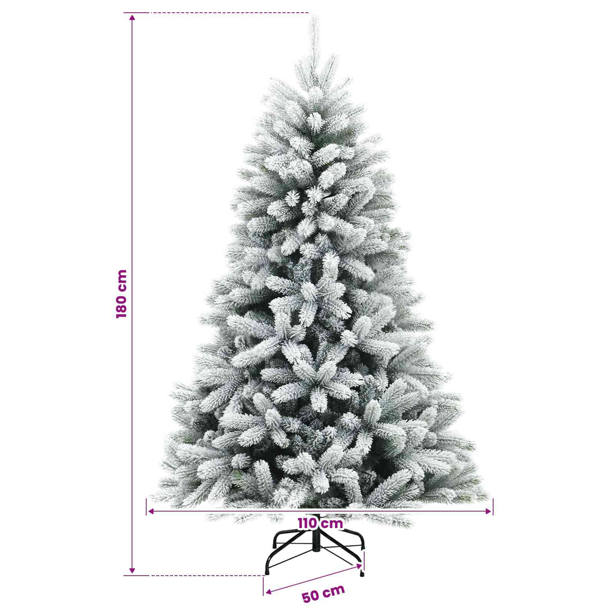 Artificial Hinged Christmas Tree 180 cm 300 LEDs Warm White