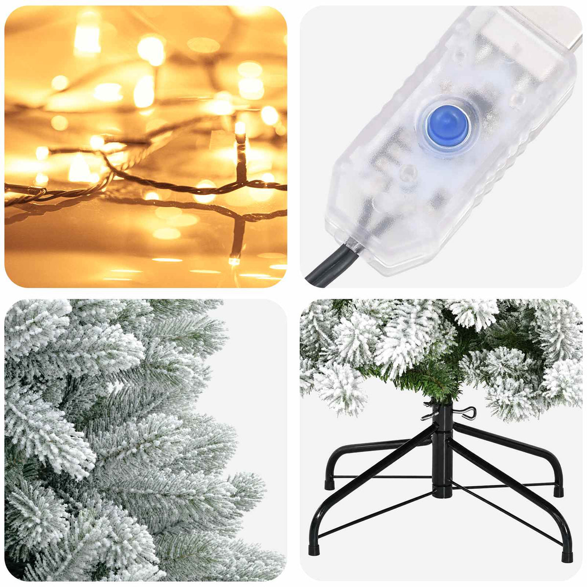 Artificial Hinged Christmas Tree 210 cm 300 LEDs Warm White