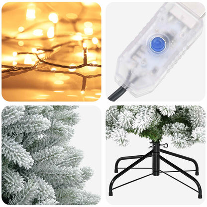 Artificial Hinged Christmas Tree 210 cm 300 LEDs Warm White