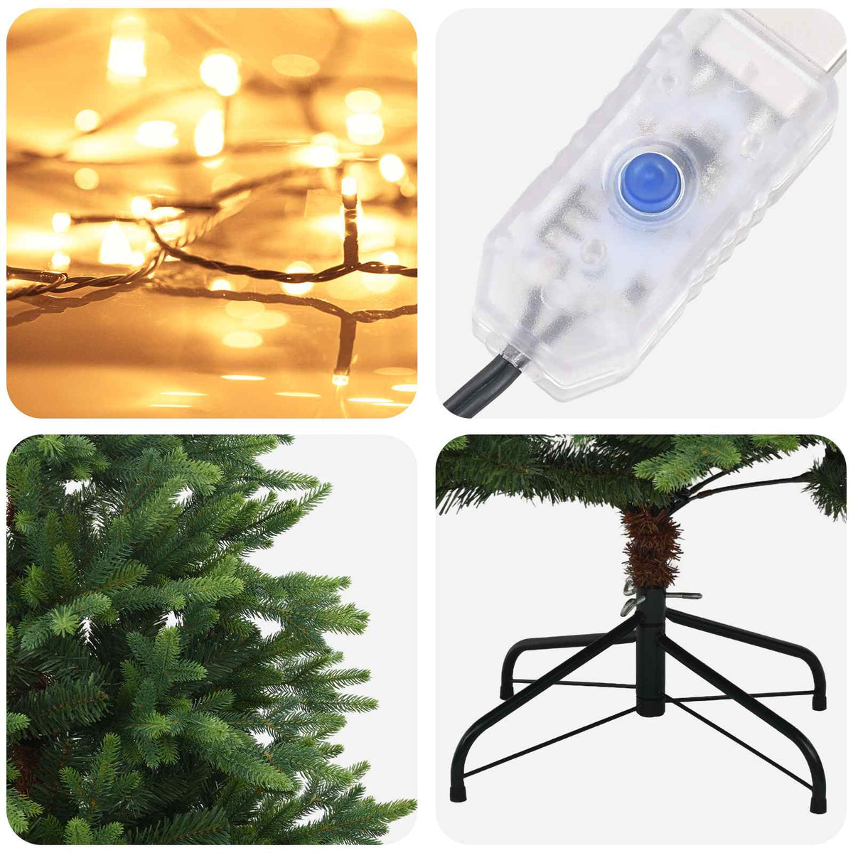 Artificial Hinged Christmas Tree 240 cm 300 LEDs Warm White