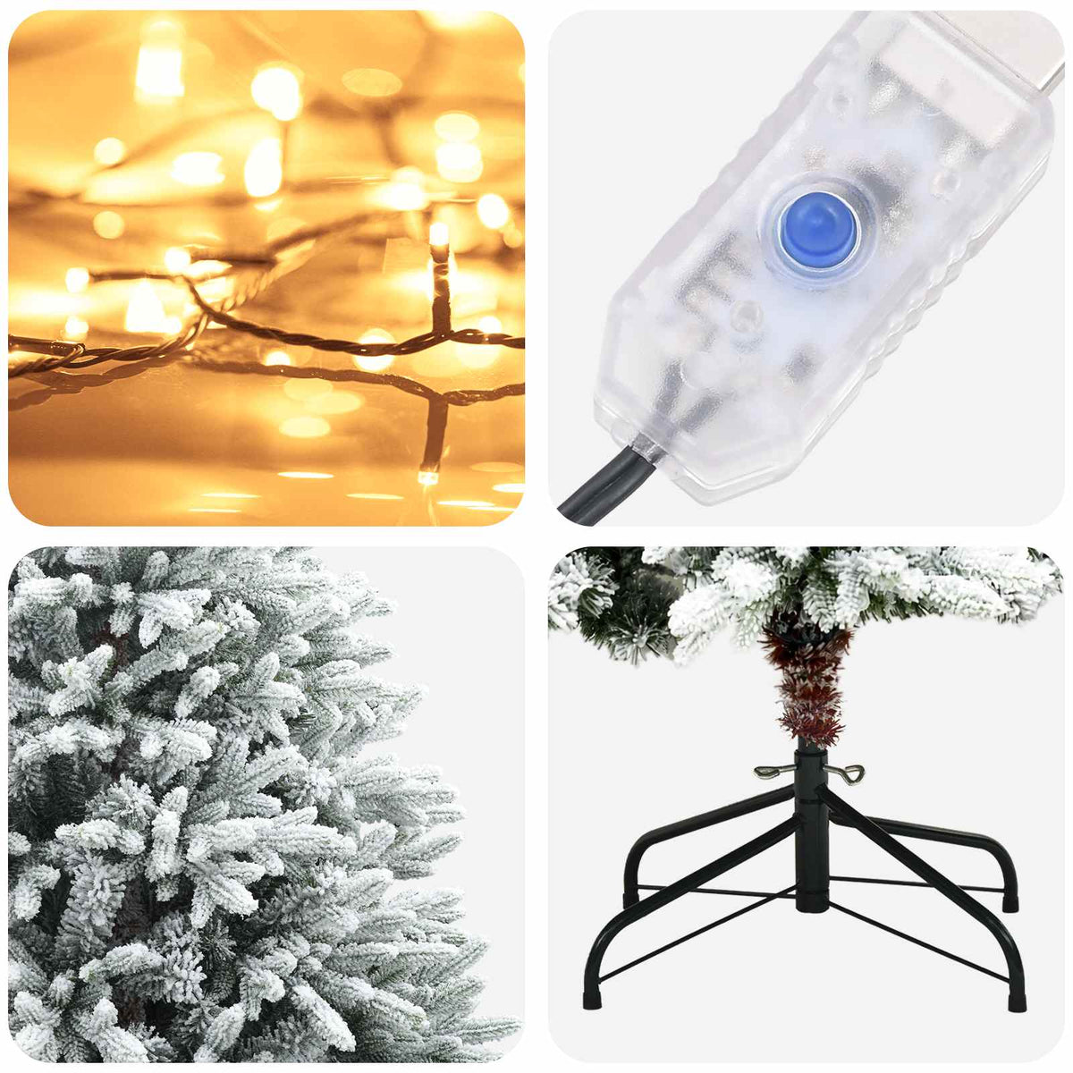 Artificial Hinged Christmas Tree 180 cm 300 LEDs Warm White