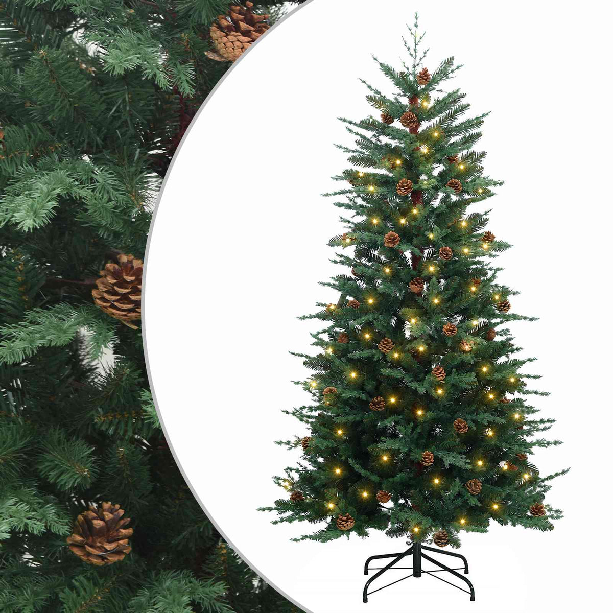 Artificial Hinged Christmas Tree 180 cm 300 LEDs Warm White