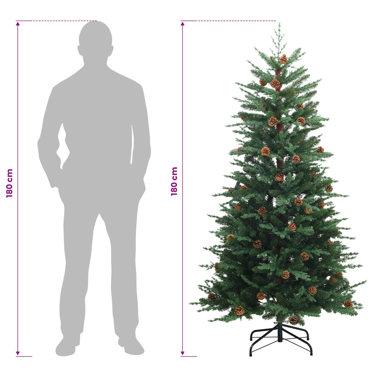 Artificial Hinged Christmas Tree 180 cm 300 LEDs Warm White