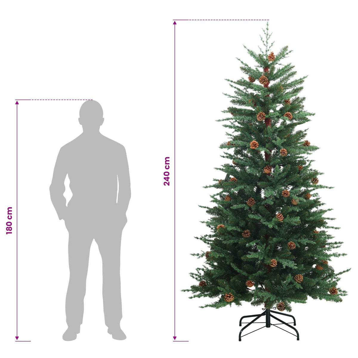 Artificial Hinged Christmas Tree 240 cm 300 LEDs Warm White