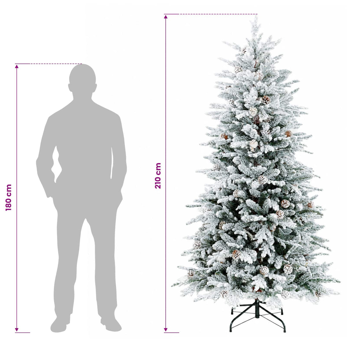 Artificial Hinged Christmas Tree 210 cm 300 LEDs Warm White