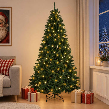 Artificial Hinged Christmas Tree 240 cm 300 LEDs Warm White