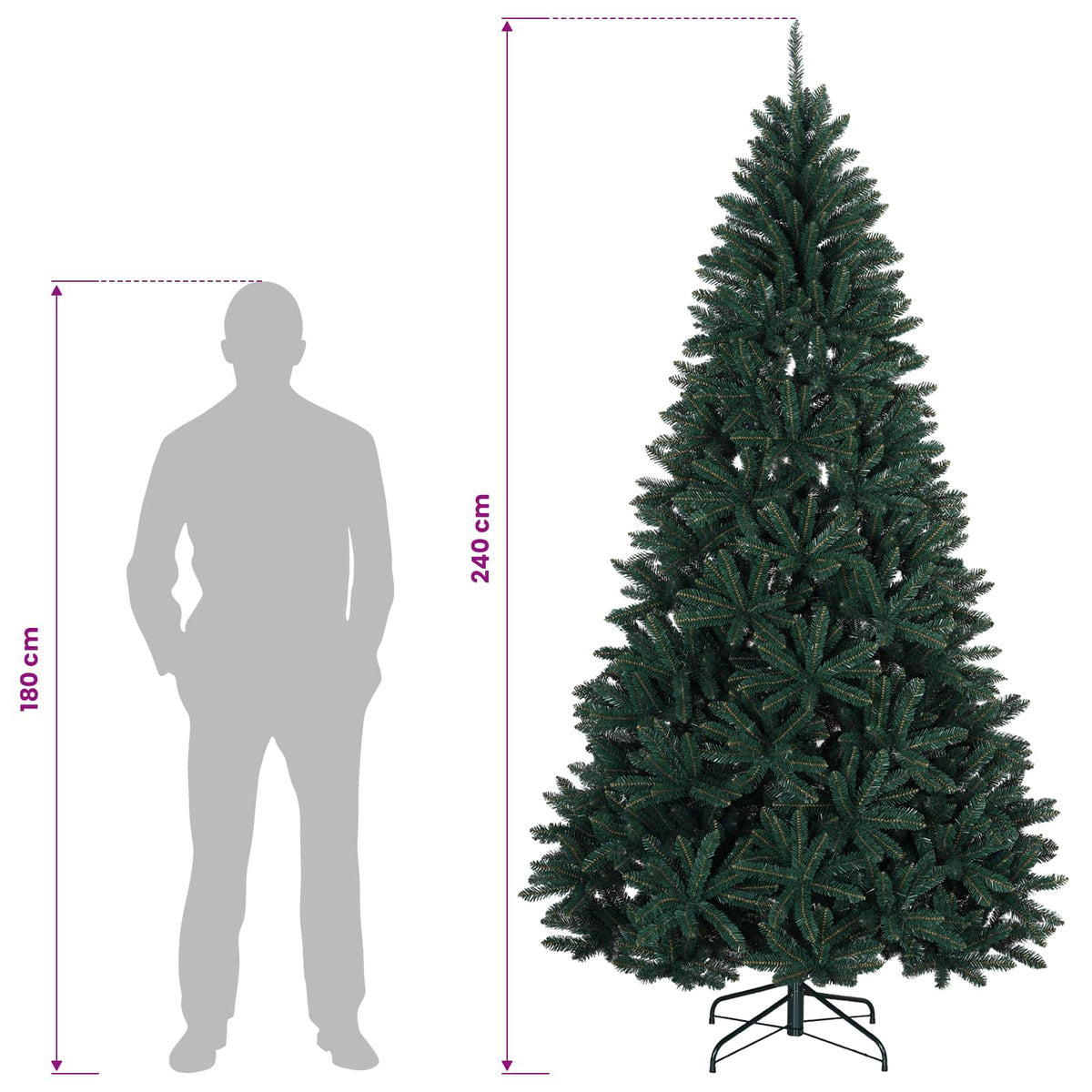 Artificial Hinged Christmas Tree 240 cm 300 LEDs Warm White
