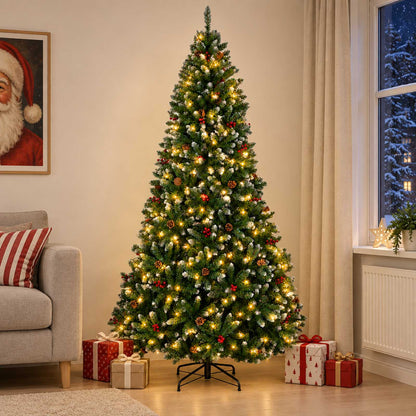 Artificial Hinged Christmas Tree 210 cm 300 LEDs Warm White
