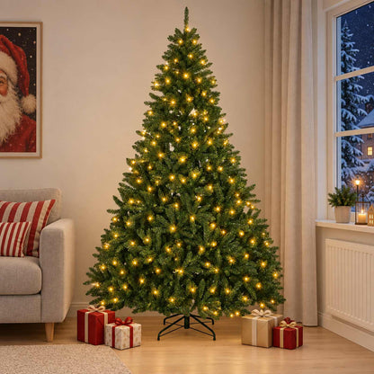 Artificial Hinged Christmas Tree 270 cm 600 LEDs Warm White