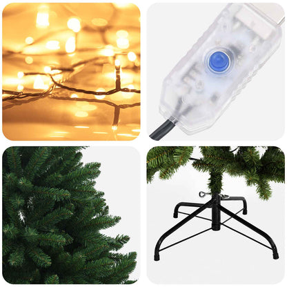 Artificial Hinged Christmas Tree 180 cm 300 LEDs Warm White