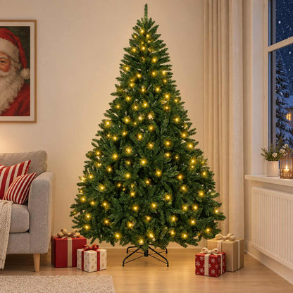 Artificial Hinged Christmas Tree 270 cm 300 LEDs Warm White