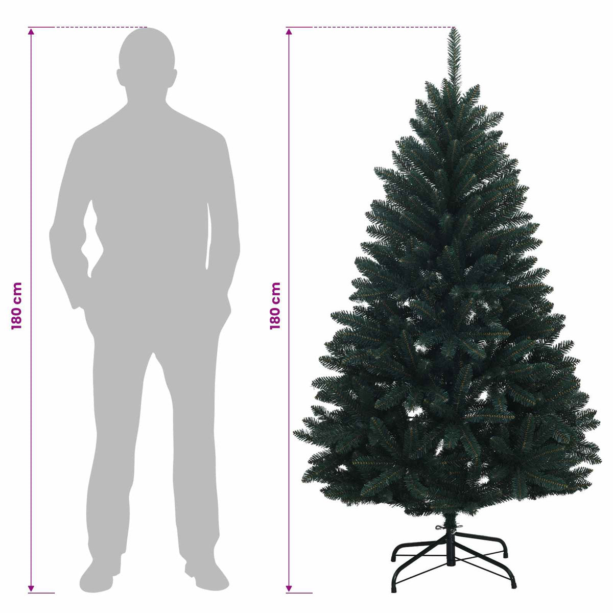 Artificial Hinged Christmas Tree 180 cm 300 LEDs Warm White