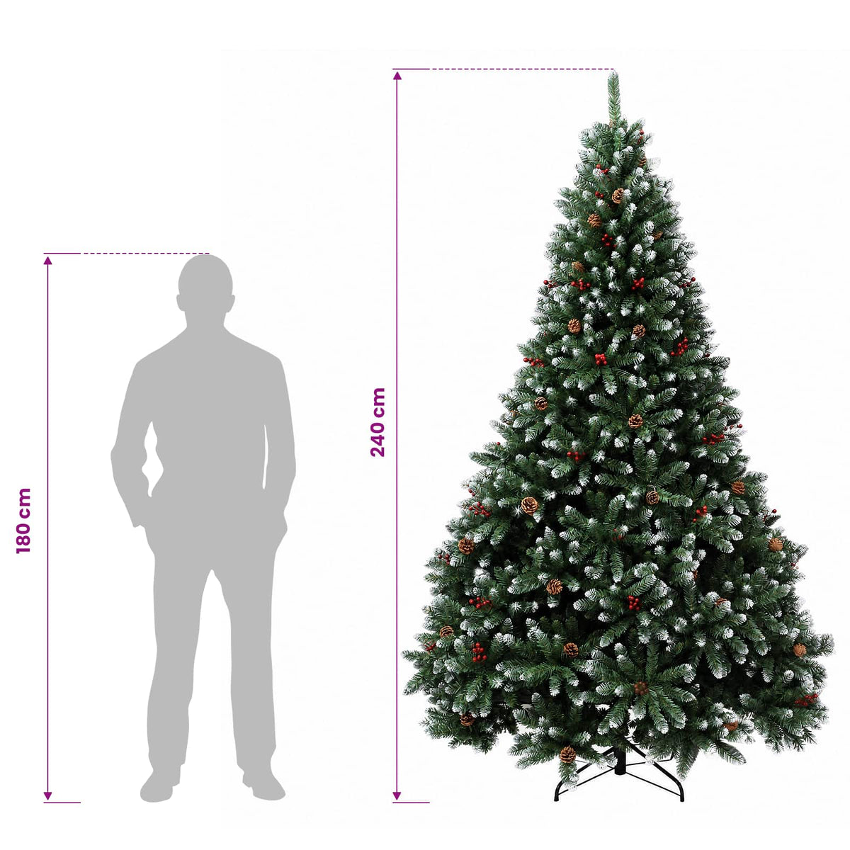 Artificial Hinged Christmas Tree 240 cm 300 LEDs Warm White