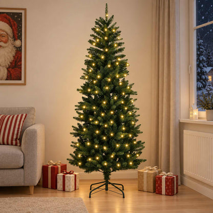 Artificial Hinged Christmas Tree 210 cm 300 LEDs Warm White