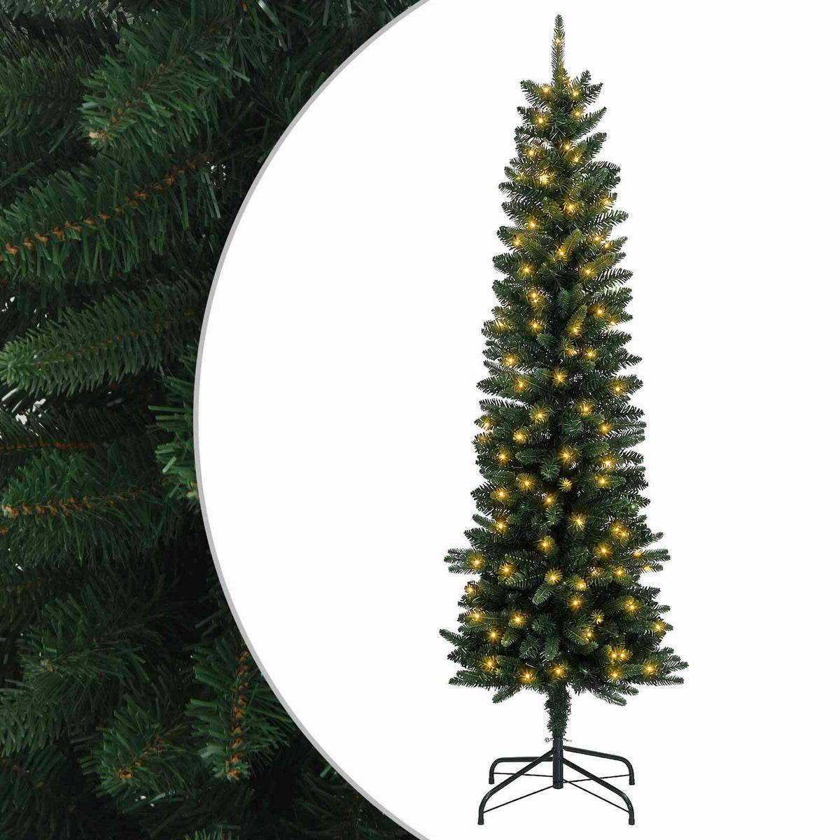 Artificial Slim Christmas Tree 210 cm 300 LEDs Warm White