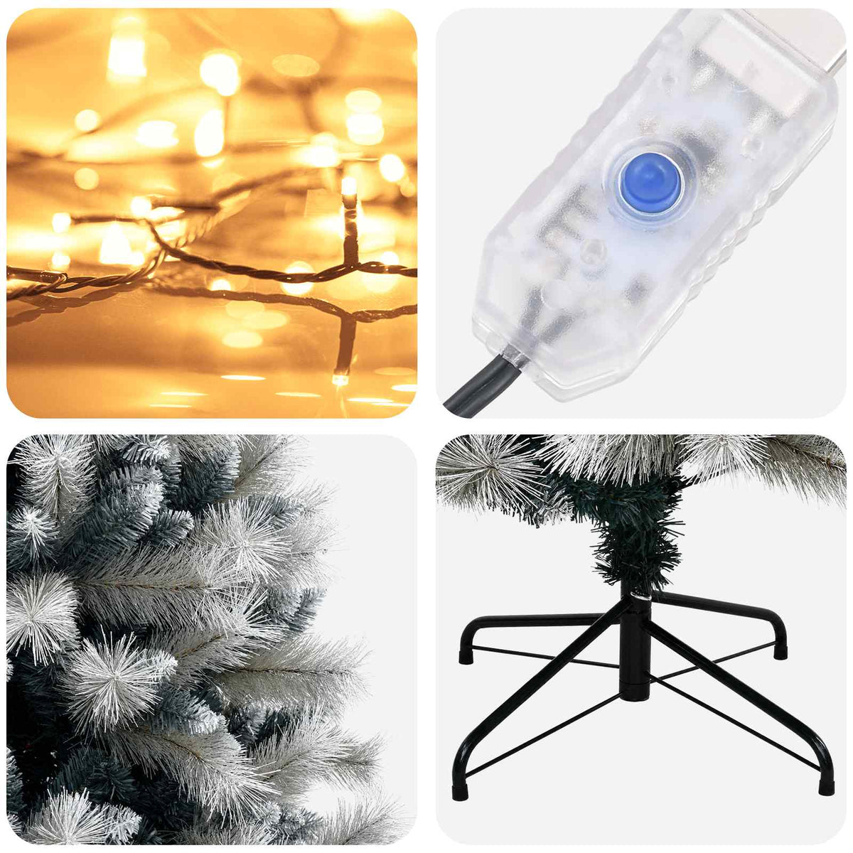 Artificial Hinged Christmas Tree 180 cm 300 LEDs Warm White