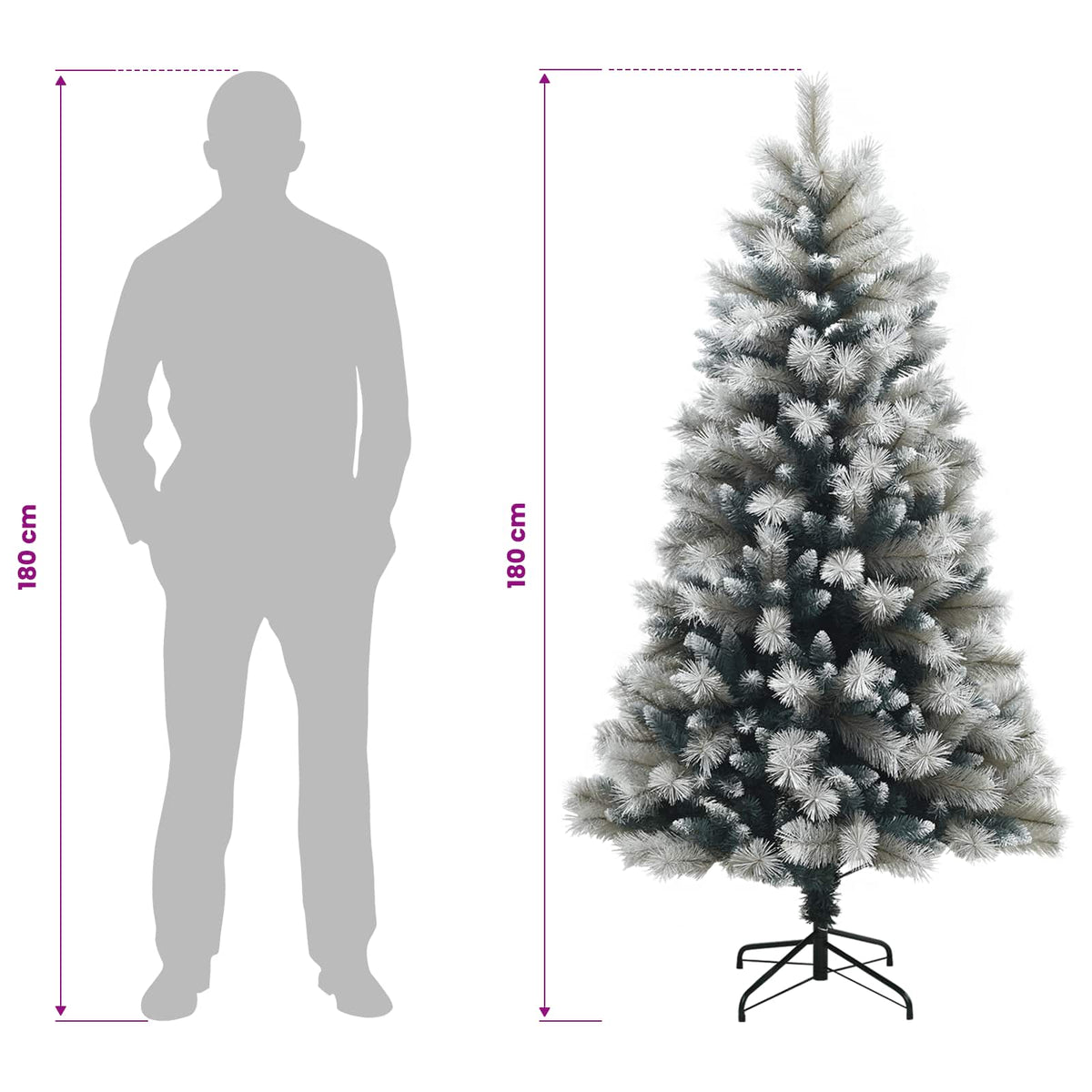 Artificial Hinged Christmas Tree 180 cm 300 LEDs Warm White