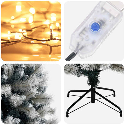 Artificial Hinged Christmas Tree 210 cm 300 LEDs Warm White