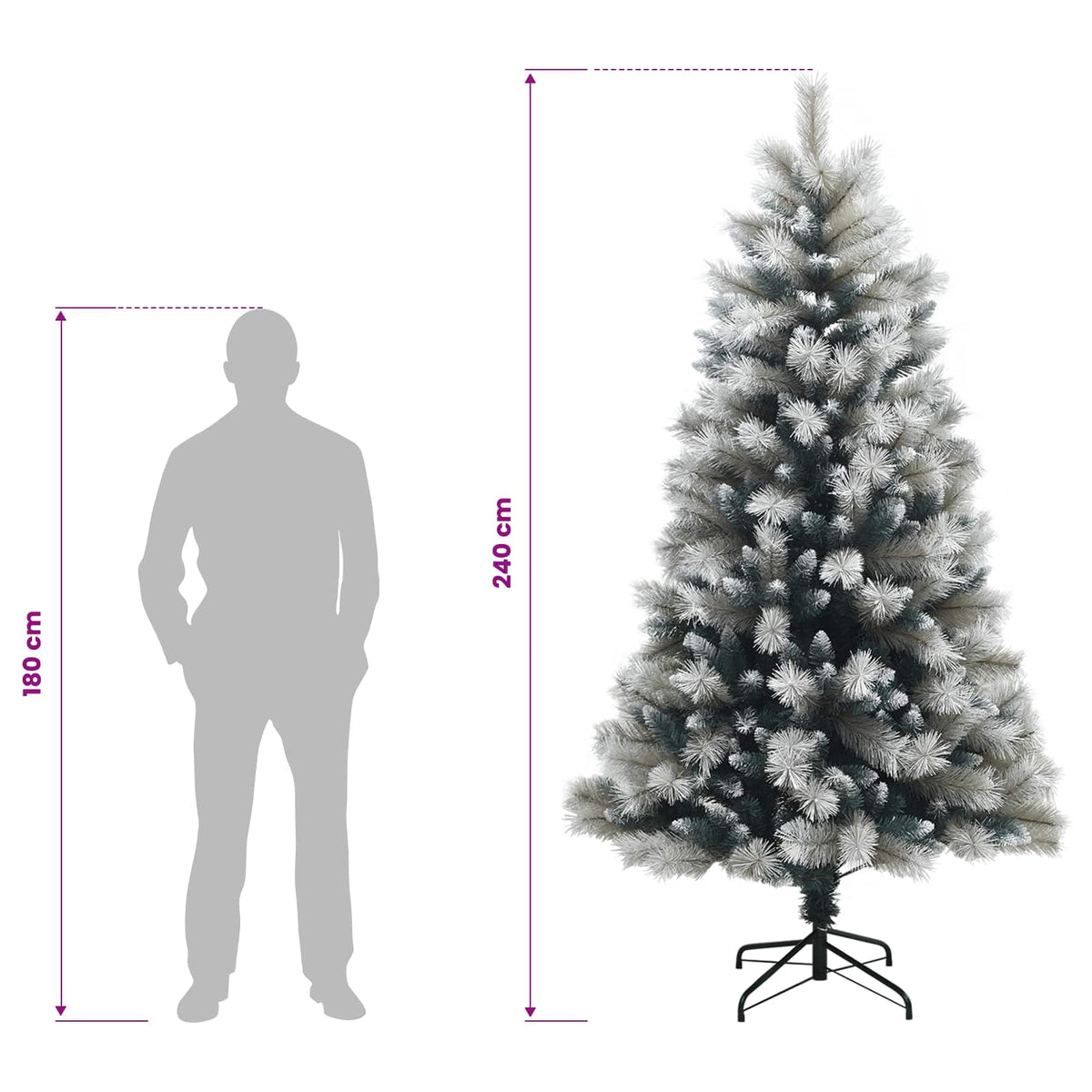 Artificial Hinged Christmas Tree 240 cm 300 LEDs Warm White