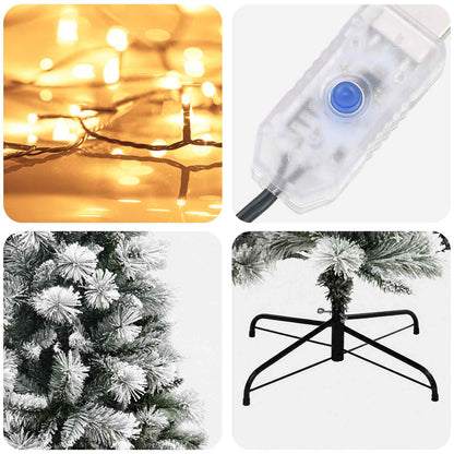 Artificial Hinged Christmas Tree 210 cm 300 LEDs Warm White