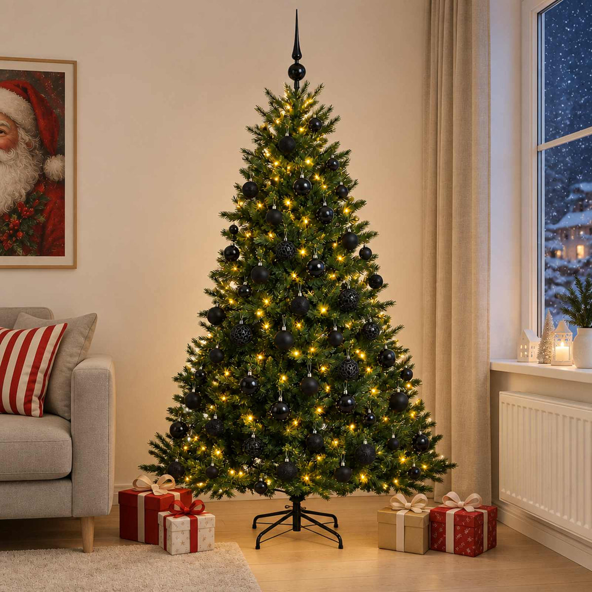 Artificial Christmas Tree with Bauble 210 cm 300 LEDs